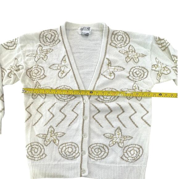 Cervelle Cardigan Sweater Women’s Large Abstract Geometric Embroidery VTG 90s - Picture 7 of 14